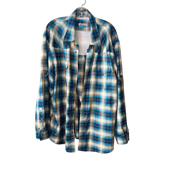 Magellan Mens XL Blue Gray Plaid Button Down Fishing Shirt Lightweight Casual - Picture 1 of 5